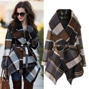 Prairie Check Rabato‎ Coat by Chicwish Sz L
